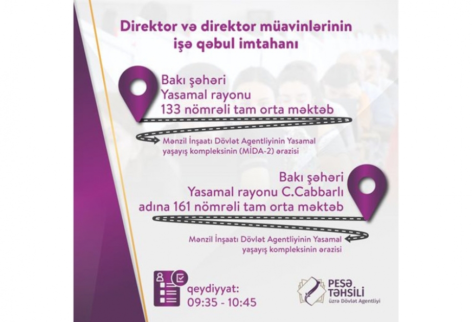 Peşə məktəblərinə direktor və direktor müavinlərinin işə qəbul imtahanı keçiriləcək