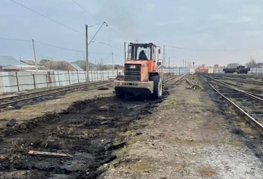 İmişli lokomotiv deposunun yolları yenilənir