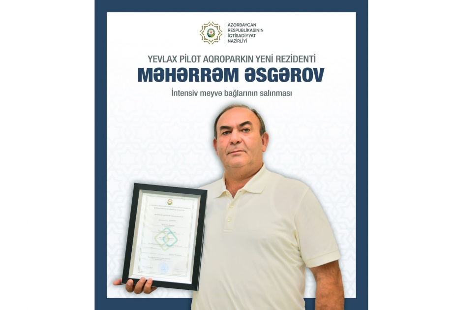 Yevlax Pilot Aqroparkda fərdi sahibkara və “Balxurma” MMC yə rezident statusu verilib