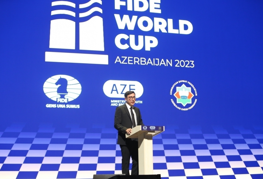 Eröffnungszeremonie von FIDE-Schachweltpokal und FIDE-Frauen-Schachweltpokal 2023 in Baku