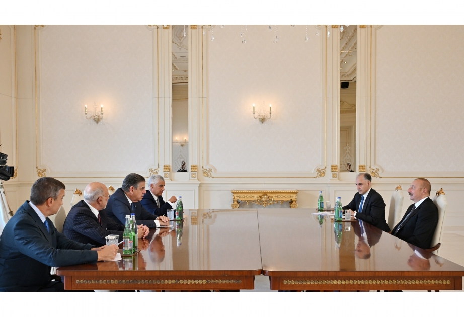 Präsident Ilham Aliyev empfängt Vorstandsvorsitzenden von Leonardo VIDEO