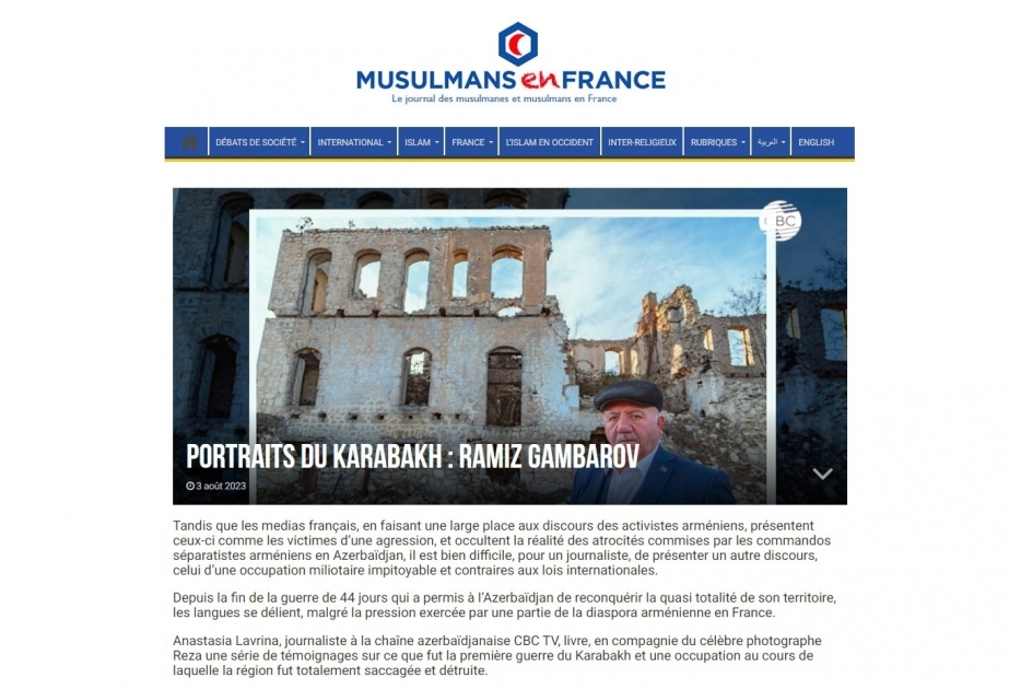 Portal francés emite un reportaje sobre Shusha
