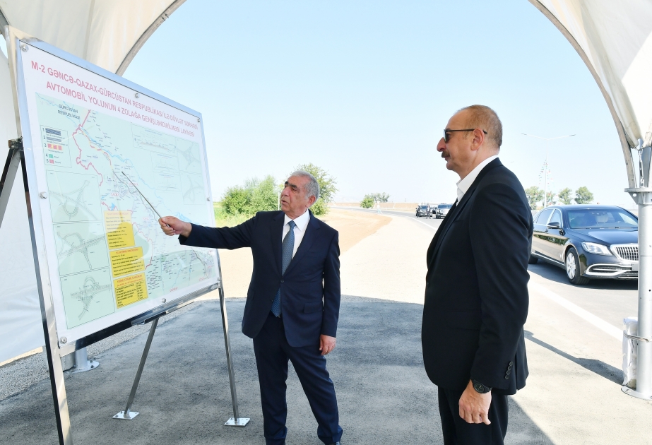 Ilham Aliyev participa en la inauguración del tramo Ganja-Gazakhbeyli de la carretera estatal fronteriza Bakú-Gazakh-Georgia