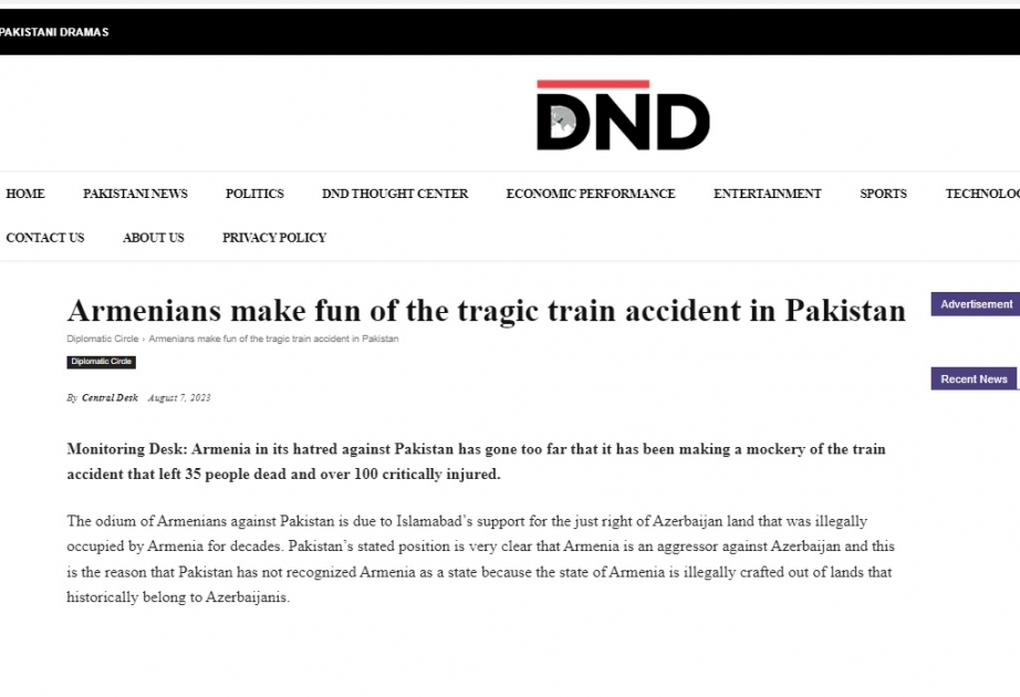 Armenians make fun of tragic train accident in Pakistan