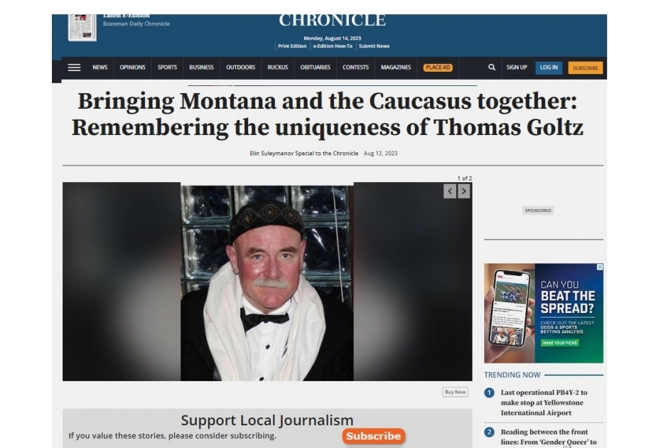 US newsaper: Bringing Montana and the Caucasus together - Remembering the uniqueness of Thomas Goltz