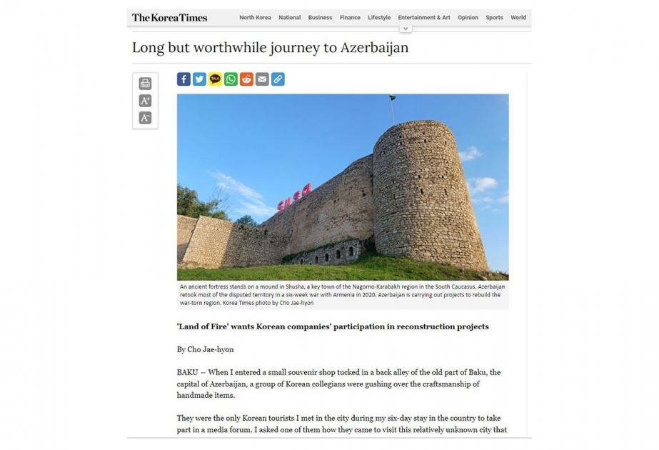 Korean participant of Shusha Forum highlights construction works in Azerbaijan`s Karabakh