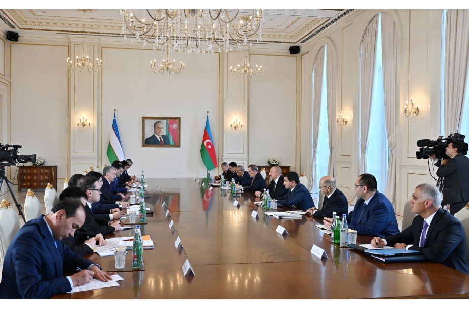 Präsident Ilham Aliyev und Präsident Shavkat Mirziyoyev treffen sich in erweitertem Format  VIDEO