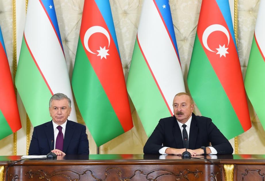 Presidents of Azerbaijan and Uzbekistan made press statements VIDEO
