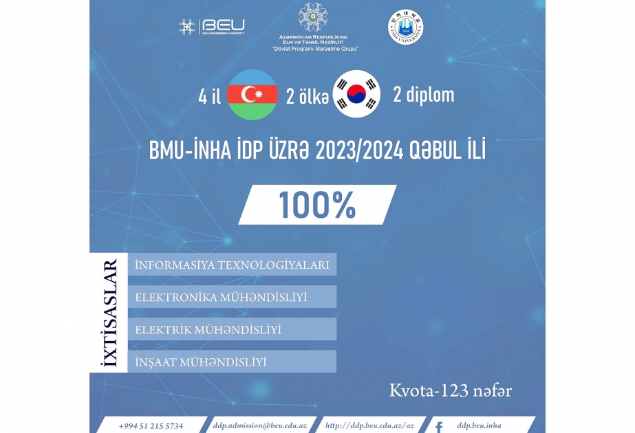 BMU – İNHA İDP-nin 2023–2024-cü tədris ili üzrə qəbul nəticələri açıqlanıb