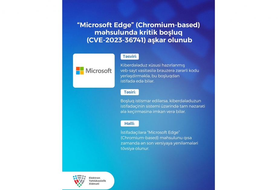 “Microsoft Edge” məhsulunda kritik boşluq aşkarlanıb -  Xəbərdarlıq