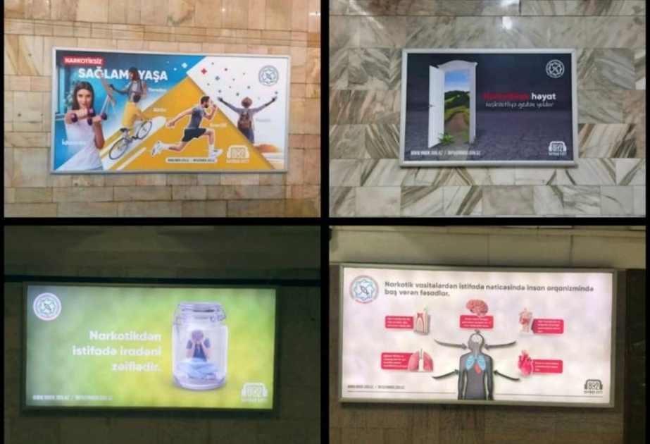 Metro stansiyalarında narkomanlığa qarşı mübarizəyə dair yeni sosial lövhələr yerləşdirilib