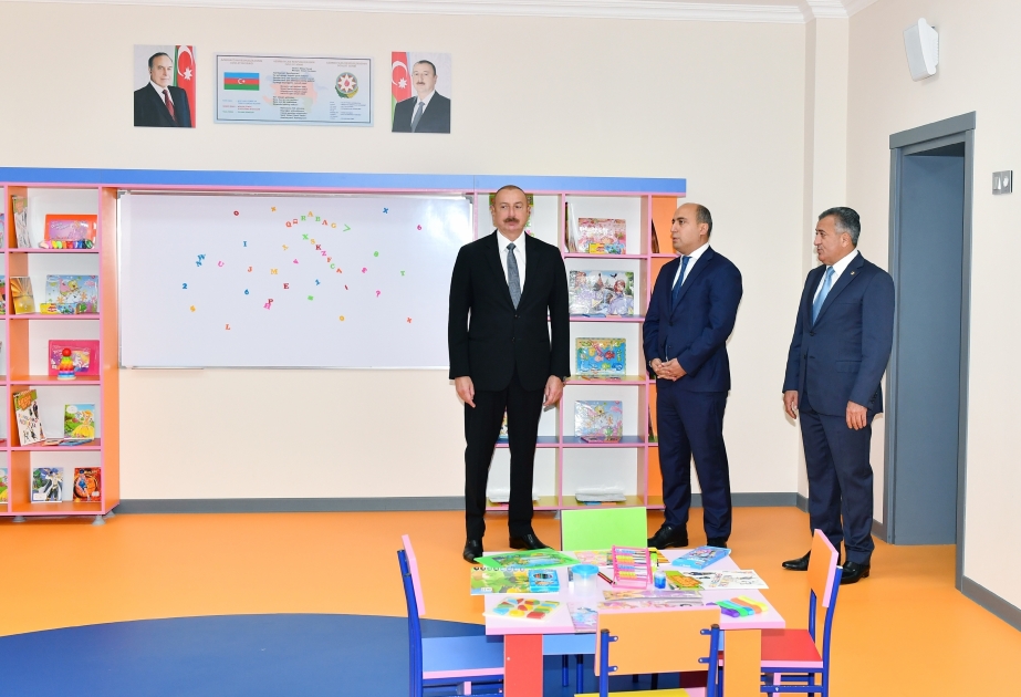 President Ilham Aliyev attended inauguration of Khirdalan city secondary school No 11  VIDEO
