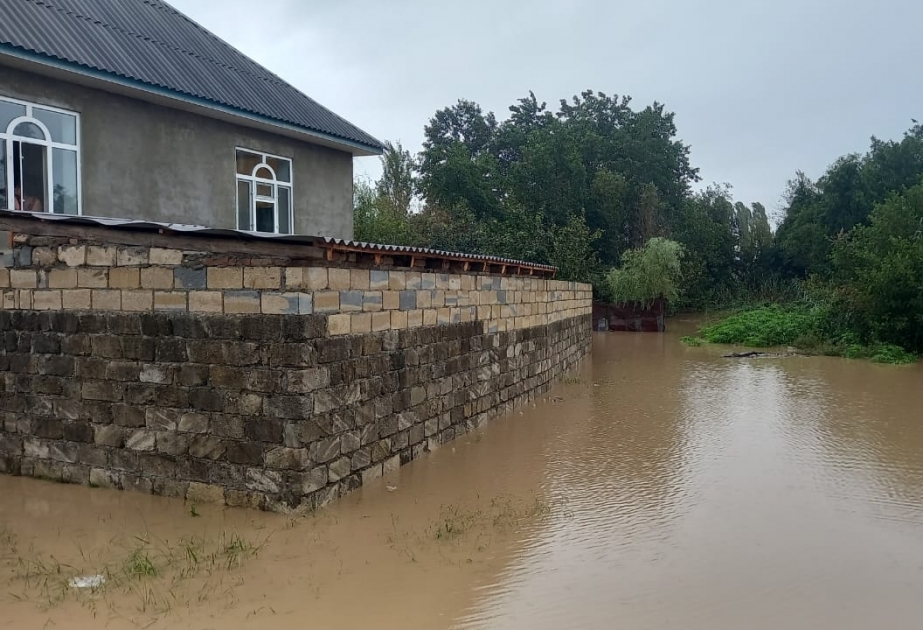 Паводковые воды затопили дома в Лянкяране