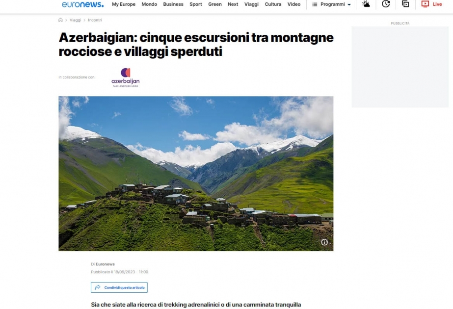 “Euronews” Azərbaycanın qayalı dağları və ucqar kəndləri barədə məqalə dərc edib