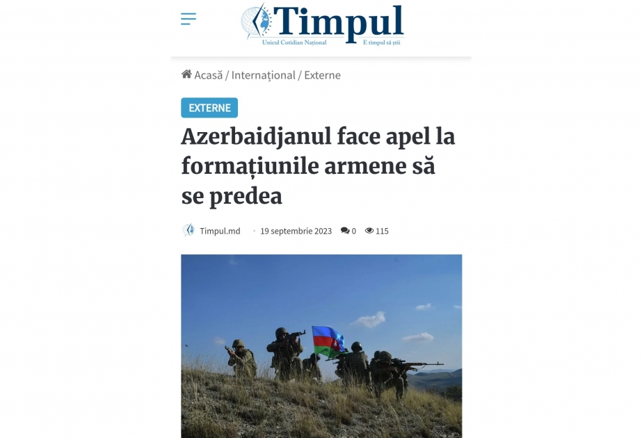Moldova KİV-ləri Azərbaycan Ordusunun antiterror tədbirləri və ermənilərin mina terroruna dair məqalələr yayıb