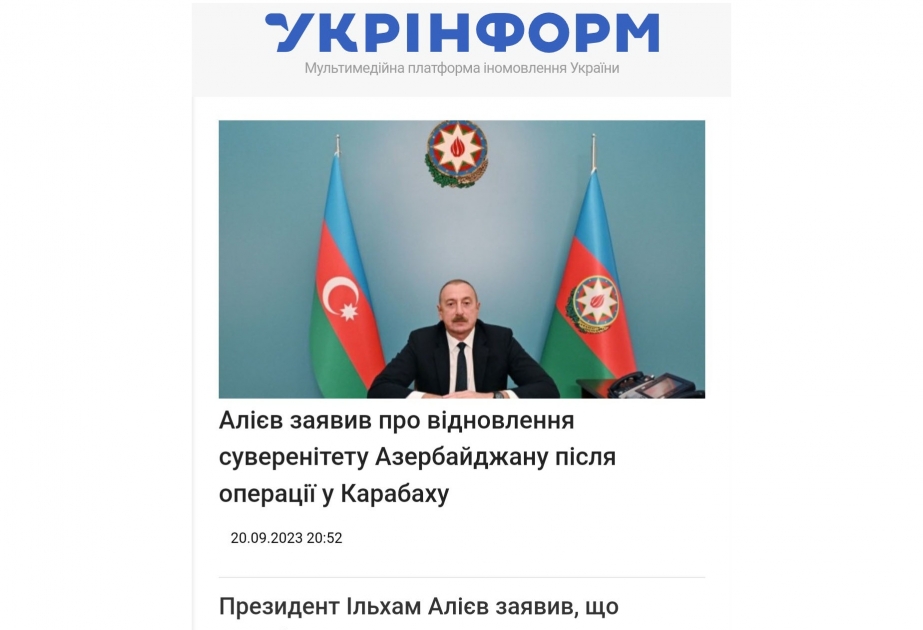 Ukraynanın nüfuzlu KİV-ləri Prezident İlham Əliyevin xalqa müraciətini geniş işıqlandırıb