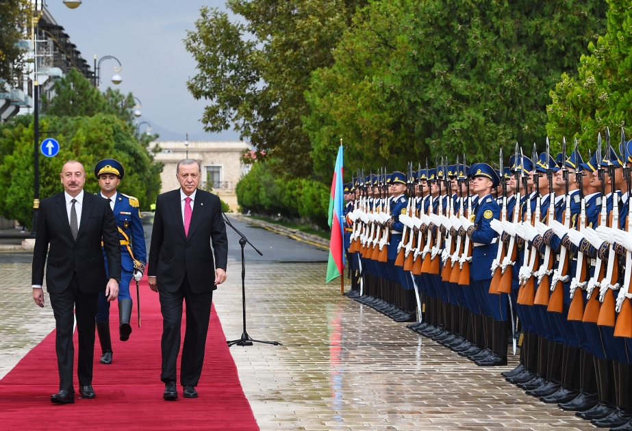 La ceremonia de la recepción oficial del presidente turco Recep Tayyip Erdogan en Najchiván
