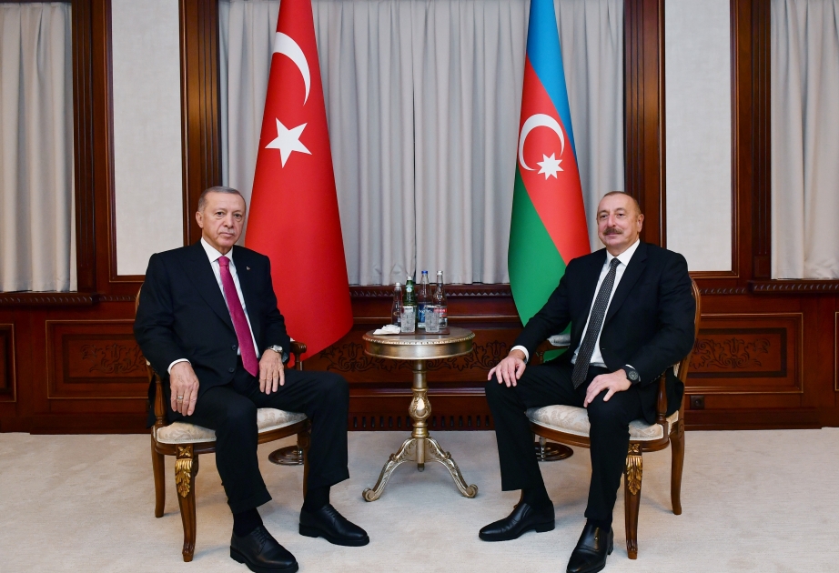 Präsident Ilham Aliyev und Präsident Recep Tayyip Erdogan reden unter vier Augen in Nachitschewan VIDEO