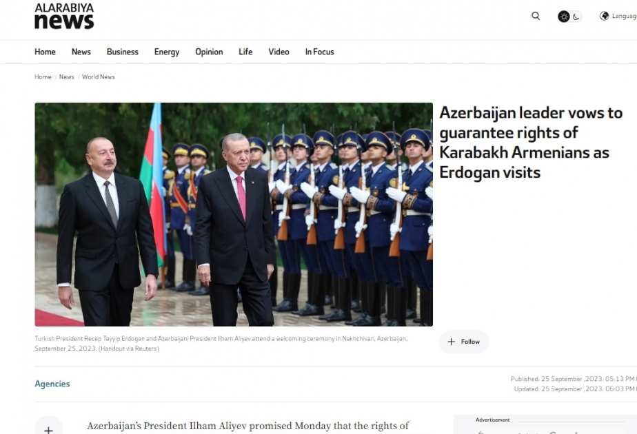 Azərbaycan və Türkiyə liderlərinin mətbuata bəyanatları ərəb mediasının diqqət mərkəzində olub