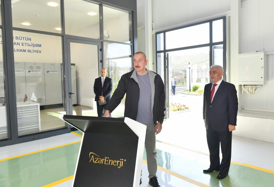Prezident İlham Əliyev “AzərEnerji” ASC-nin “Cahangirbəyli” Su Elektrik Stansiyasının açılışında iştirak edib YENİLƏNİB VİDEO