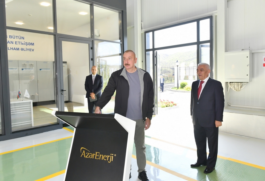 President Ilham Aliyev attended opening of “AzerEnergy” OJSC’s “Jahangirbayli” Hydroelectric Power Plant  VIDEO
