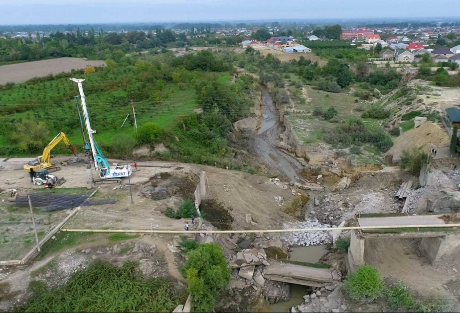 Qudyalçay üzərində yeni körpünün inşasına start verilib