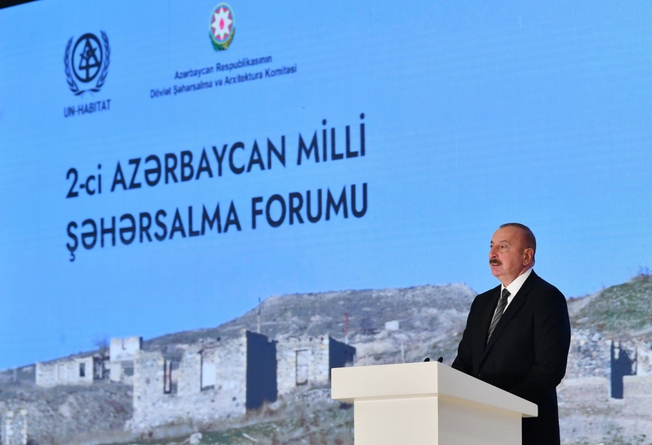 Президент Ильхам Алиев: С момента окончания Второй Карабахской войны и по сей день на восстановление освобожденных территорий из азербайджанского бюджета было потрачено 7 млрд долларов