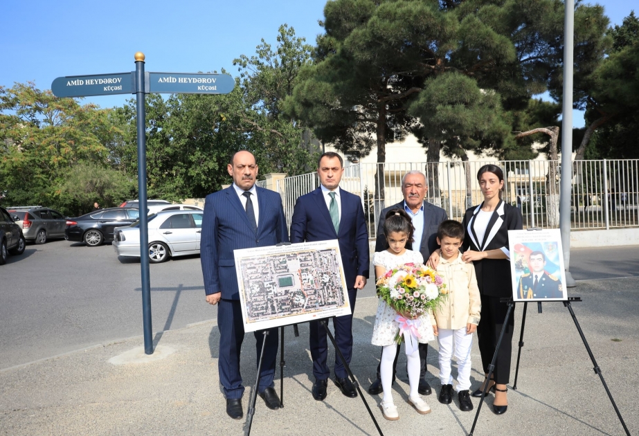 Vətən Müharibəsi Qəhrəmanı Amid Heydərovun adını daşıyan küçənin ünvan lövhəsinin açılışı olub