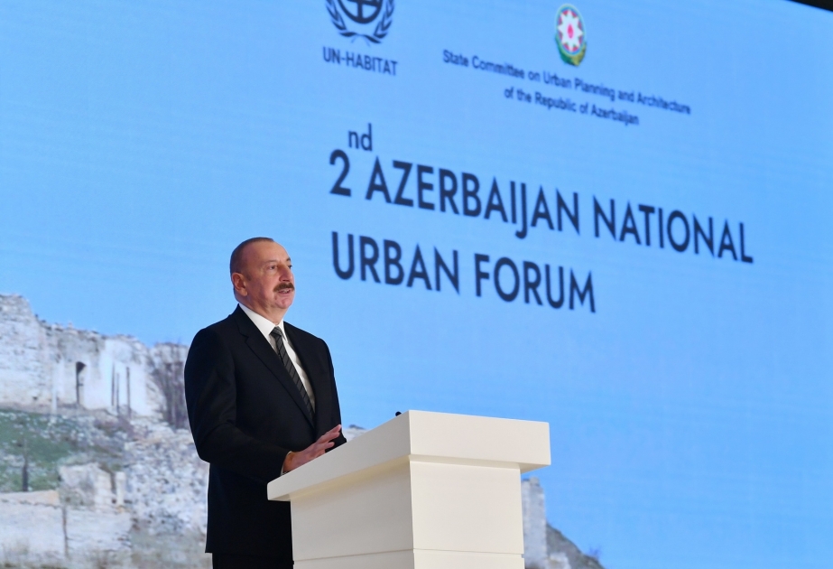 Le président Ilham Aliyev évoque les raisons de l’éclatement de la Guerre patriotique au Forum urbain national