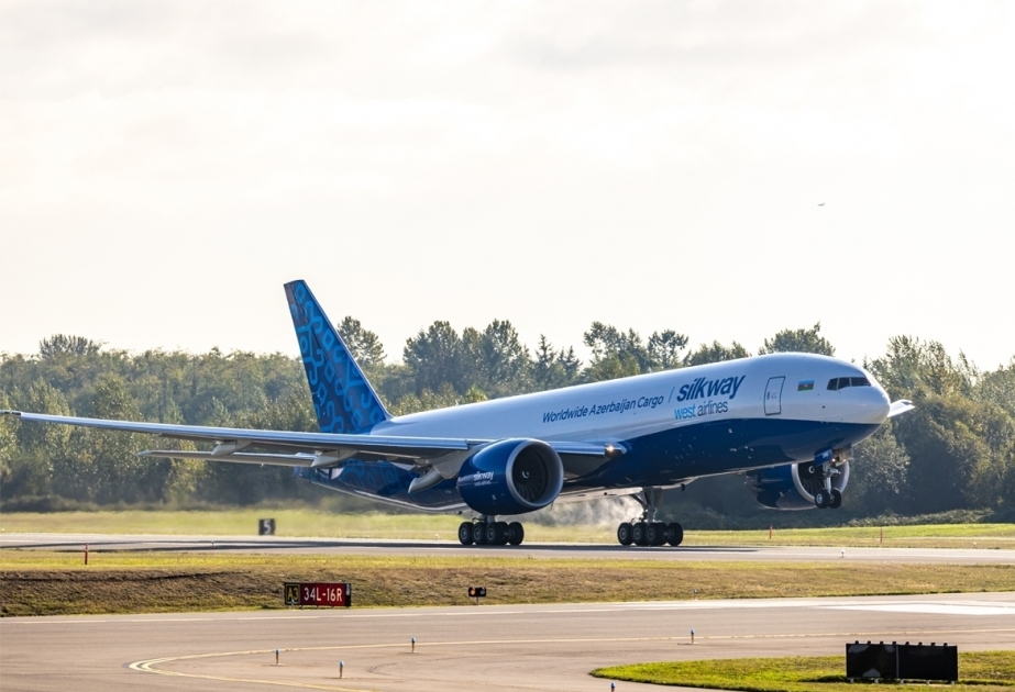 Inaugural flight of Silk Way West Airlines' first Boeing 777F from Seattle to Baku