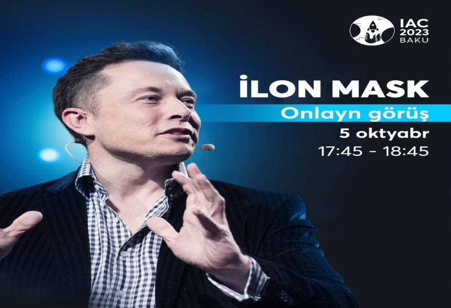 SpaceX-Gründer Elon Musk hält Online-Ansprache vor IAC-Kongress 2023 in Baku: