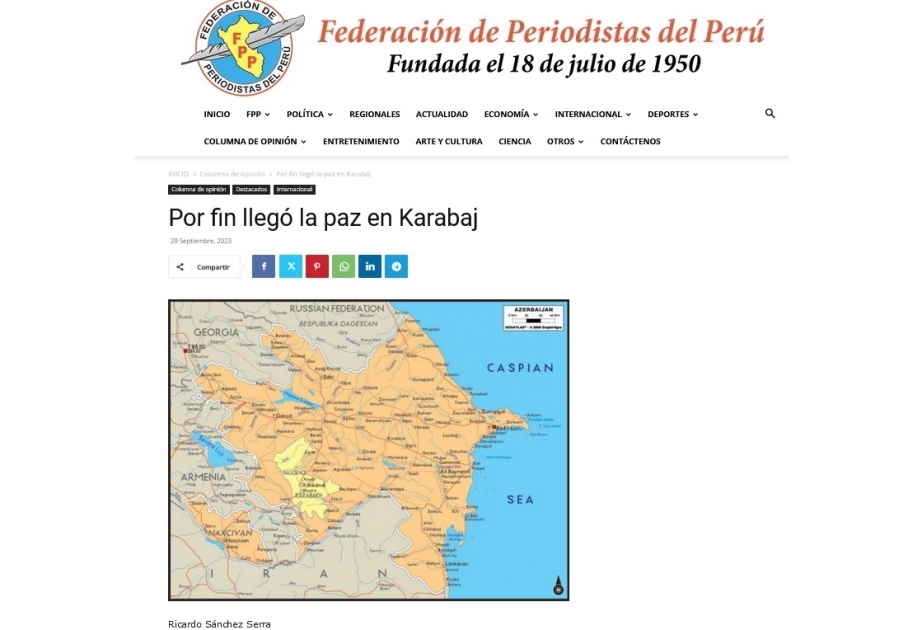 La prensa peruana: Por fin ha llegado la paz a Karabaj