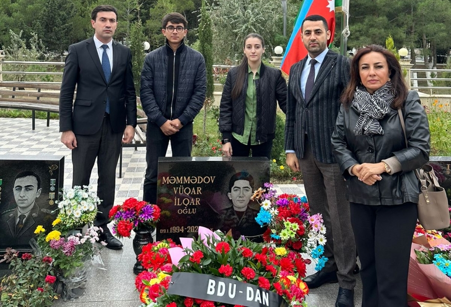 BDU-nun şəhid məzunu Vüqar Məmmədovun məzarı ziyarət olunub