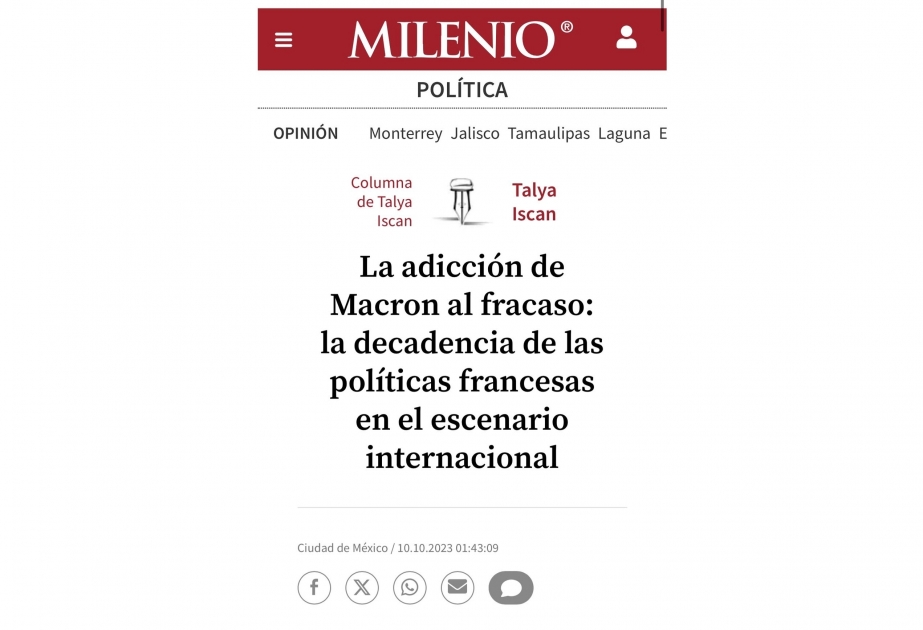 Milenio: “La adicción de Macron al fracaso: la decadencia de las políticas francesas en el escenario internacional”