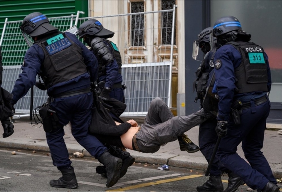 Fransa polisi maaş artımı tələbi ilə keçirilən nümayişə sərt müdaxilə edib VİDEO