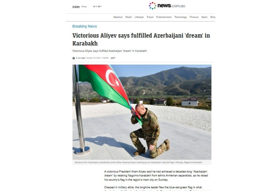 Поездка Президента Ильхама Алиева в Ханкенди и поднятие там азербайджанского флага – в центре внимания зарубежных СМИ