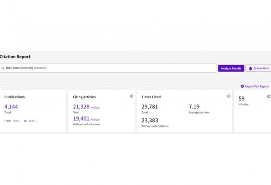 Bakı Dövlət Universitetinin Hirş indeksi 59-a çatıb