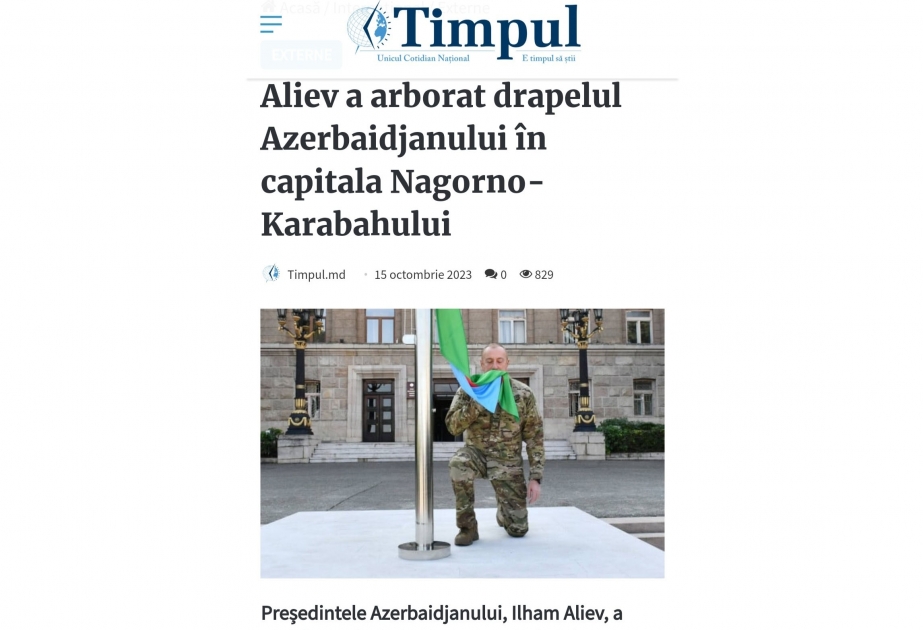 President Ilham Aliyev's visit to Khankendi city in Moldovan media spotlight
