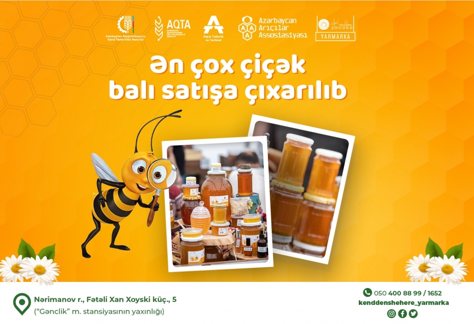 Bal yarmarkasında Qarabağ və Şərqi Zəngəzur iqtisadi rayonlarından 3 tona yaxın bal satışa çıxarılıb