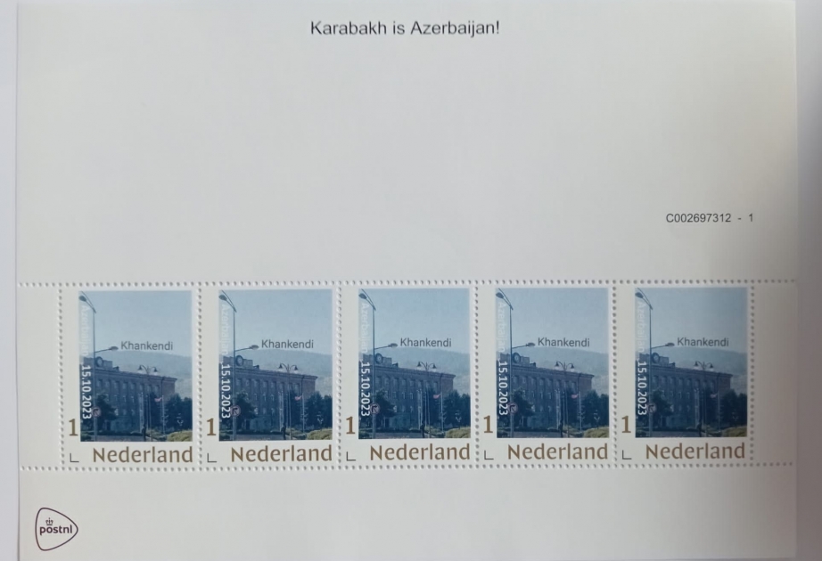Amsterdamda Azərbaycan Bayrağının Xankəndidə ucaldılması münasibətilə poçt markası buraxılıb