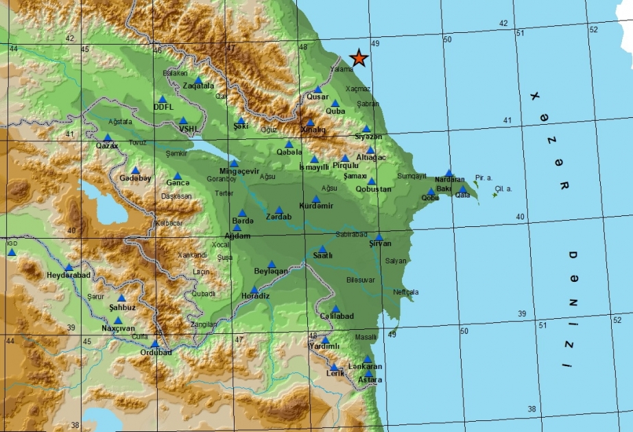 Xəzər dənizində zəlzələ baş verib