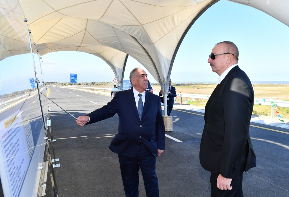 Ouverture de la nouvelle autoroute Bakou-Gouba-frontière avec la Fédération de Russie VIDEO