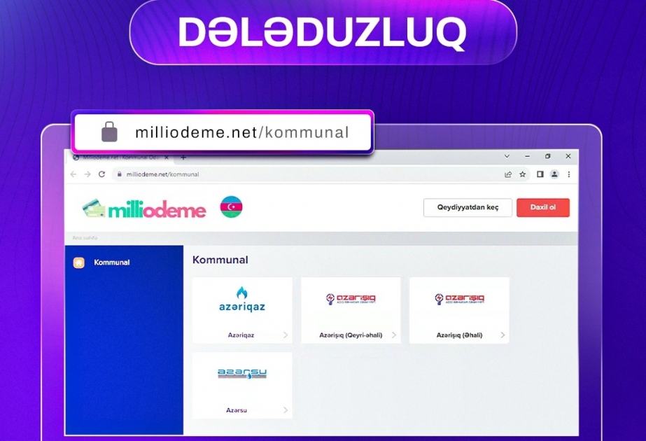 Kiberdələduzlar tərəfindən “milliodeme.net” saxta ödəniş portalı yaradılıb –  Xəbərdarlıq
