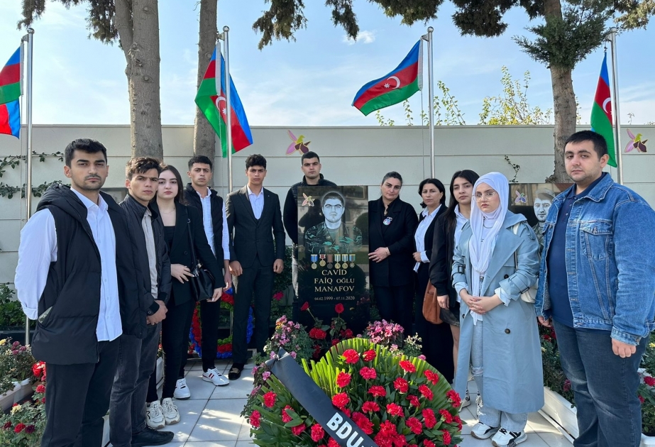 BDU-nun şəhid məzunu Cavid Manafovun məzarı ziyarət olunub