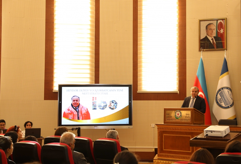 SOCAR prezidentinin müşaviri BDU-da “Heydər Əliyev və Azərbaycanın yeni neft strategiyası” mövzusunda mühazirə deyib