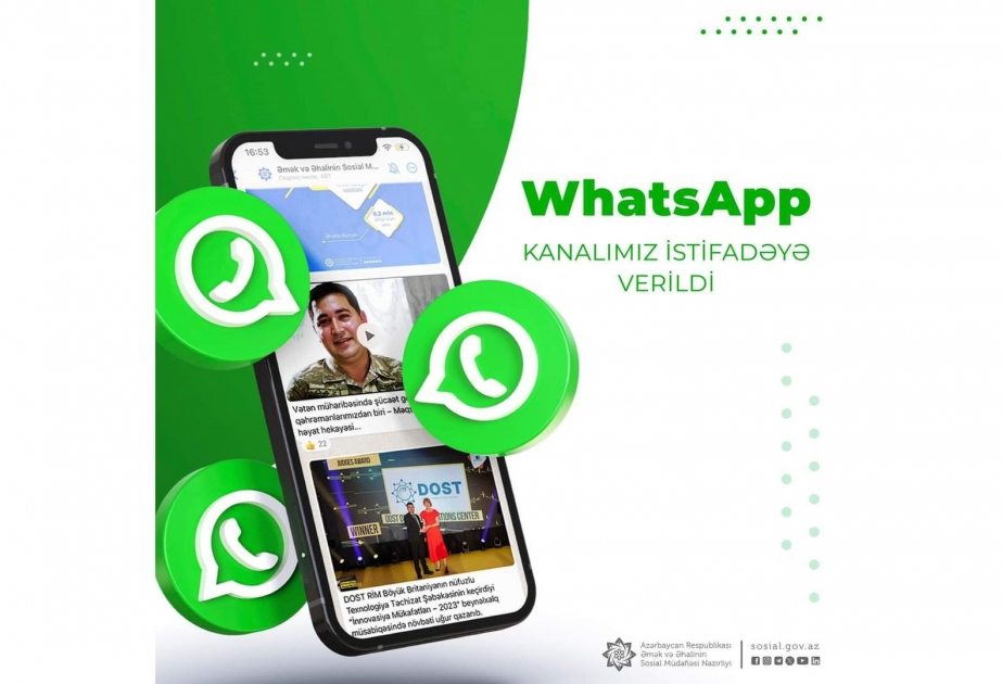 Əmək və Əhalinin Sosial Müdafiəsi Nazirliyinin rəsmi vatsap kanalı istifadəyə verilib