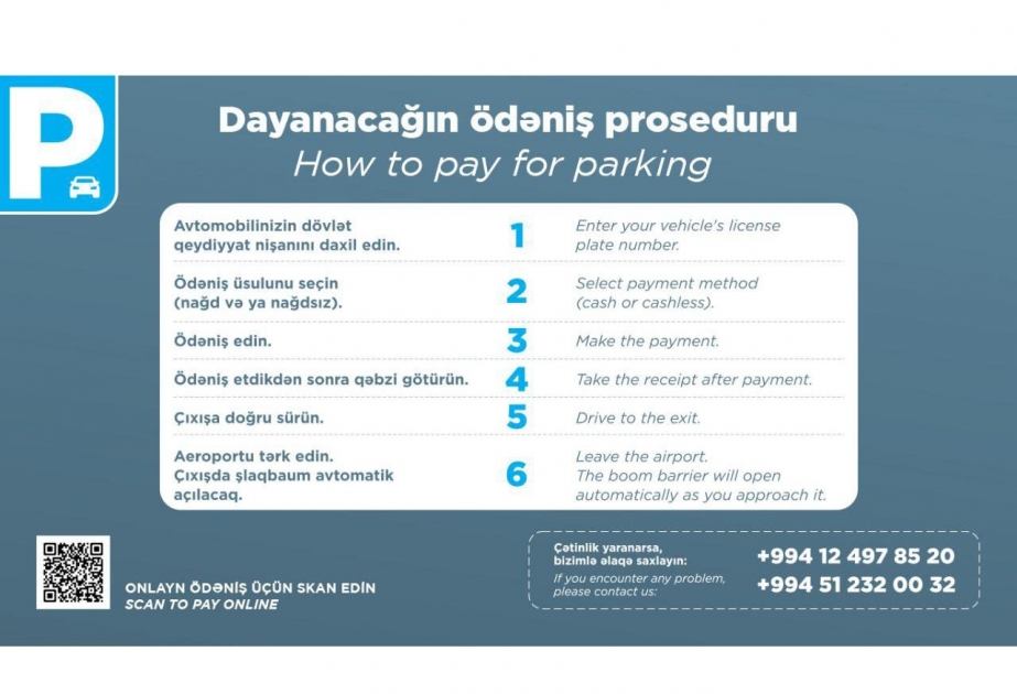 Heydər Əliyev Beynəlxalq Aeroportu giriş-çıxış və parklanma üçün yenilik tətbiq edib