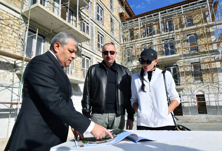 President of Azerbaijan Ilham Aliyev and First Lady Mehriban Aliyeva got acquainted with progress of construction of 23-building residential complex in Shusha  VIDEO