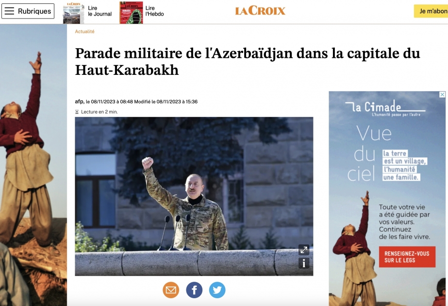 Vətən müharibəsində əldə edilən Zəfərin üçüncü ildönümünə həsr olunan hərbi parad beynəlxalq mətbuatın diqqətindədir