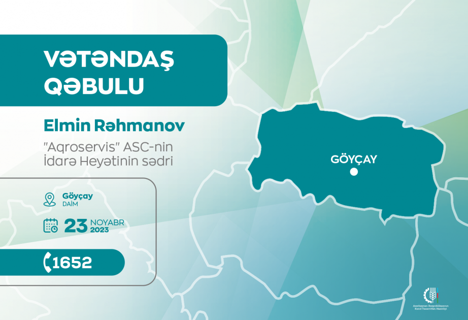 “Aqroservis” ASC-nin sədri Göyçayda vətəndaşlarla görüşəcək